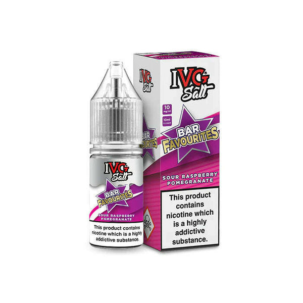 Sour Raspberry Pomegranate By IVG Bar Favourites Salt 10ml for your vape at Red Hot Vaping
