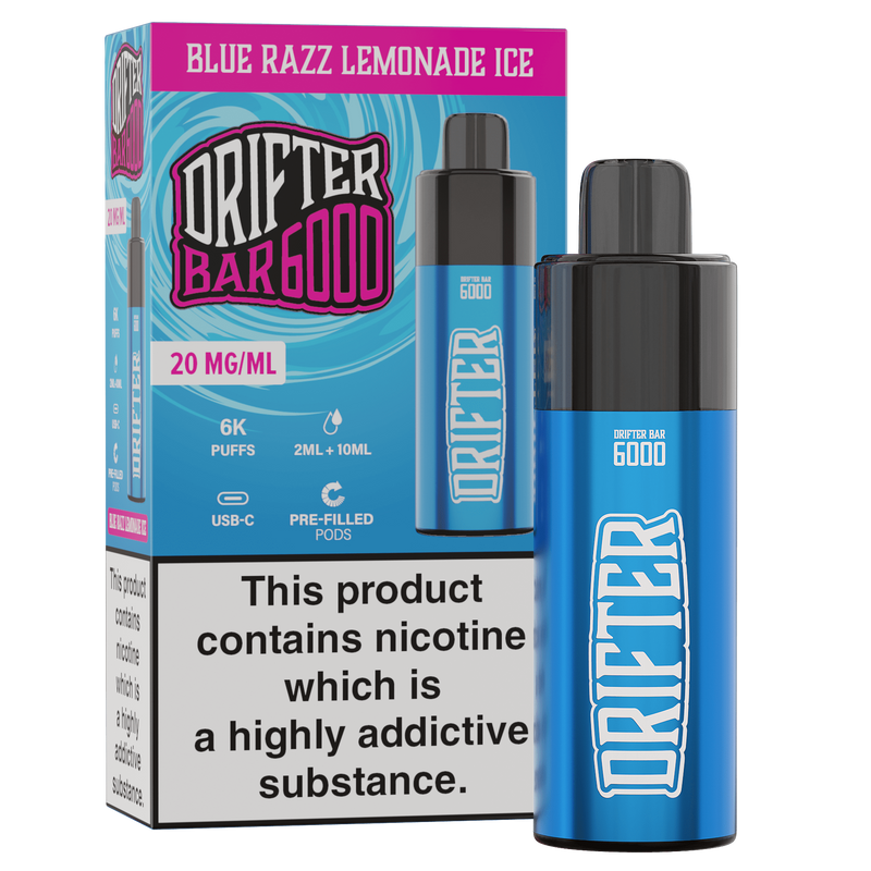 Bar 6000 By Drifter in Blue Razz Lemonade Ice, for your vape at Red Hot Vaping