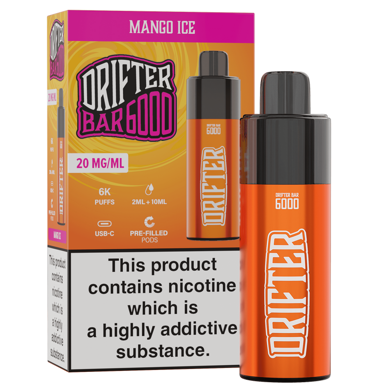 Bar 6000 By Drifter in Mango Ice, for your vape at Red Hot Vaping