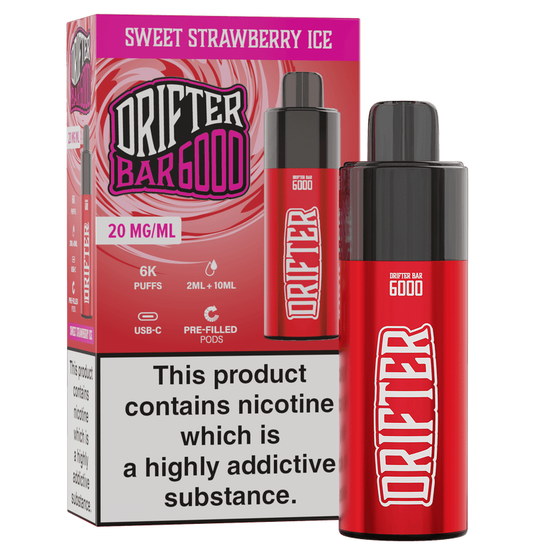 Bar 6000 By Drifter in Sweet Strawberry Ice, for your vape at Red Hot Vaping