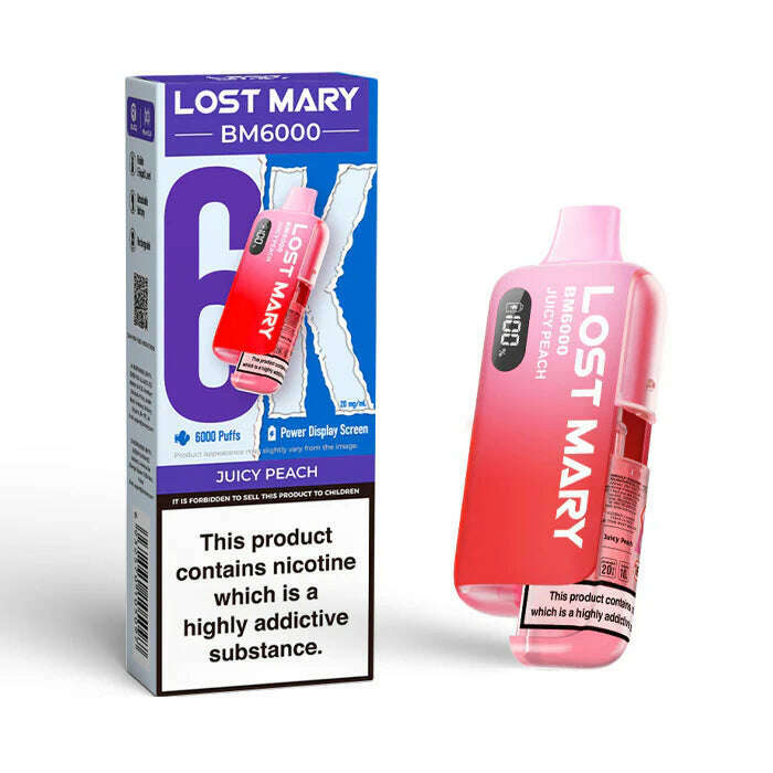 BM6000 Disposable Vape Kit By Lost Mary in Juicy Peach, for your vape at Red Hot Vaping