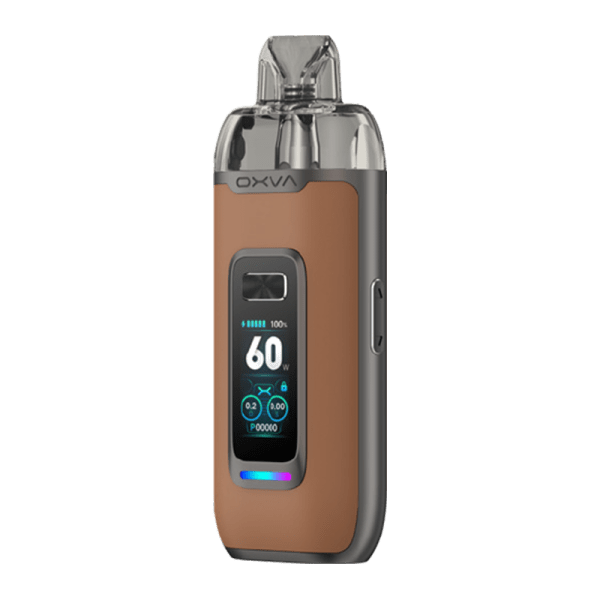 Vprime DTL Pod Kit By Oxva in Brown Leather, for your vape at Red Hot Vaping