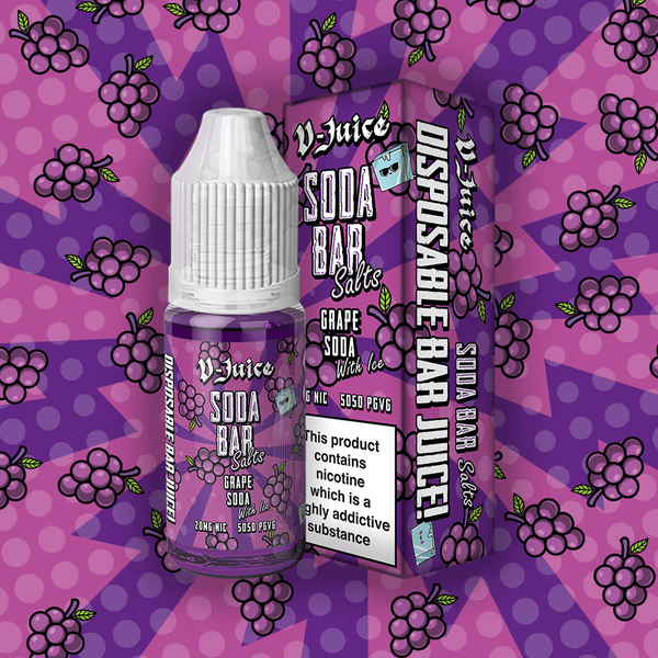 Grape Soda With Ice By V-Juice Soda Bar Salt 10ml for your vape at Red Hot Vaping