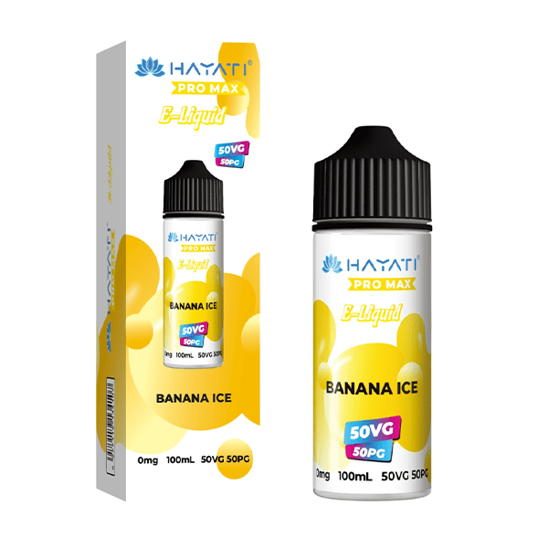 Banana Ice 50/50 By Hayati Pro Max Shortfill for your vape at Red Hot Vaping