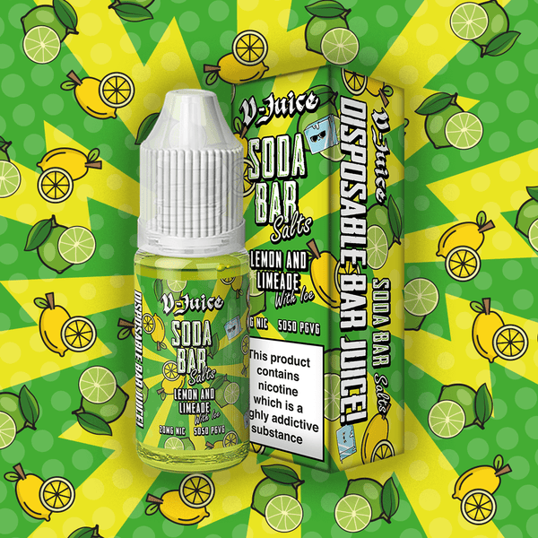 Lemon And Limeade With Ice By V-Juice Soda Bar Salt 10ml for your vape at Red Hot Vaping