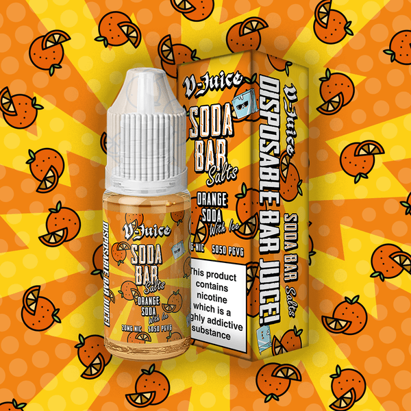 Orange Soda With Ice By V-Juice Soda Bar Salt 10ml for your vape at Red Hot Vaping