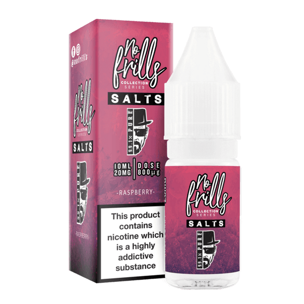 99.1% Pure Raspberry By No Frills Salt 10ml for your vape at Red Hot Vaping