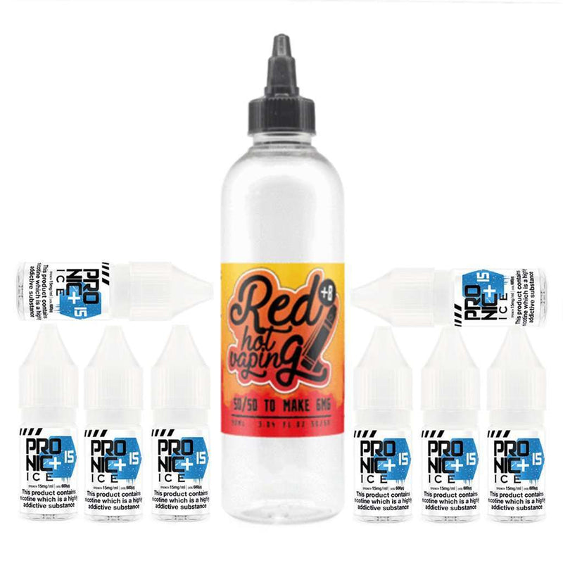 Just Add Mix Kit (Shots now included) in 6mg / 50/50 / Ice Nicotine, for your vape at Red Hot Vaping
