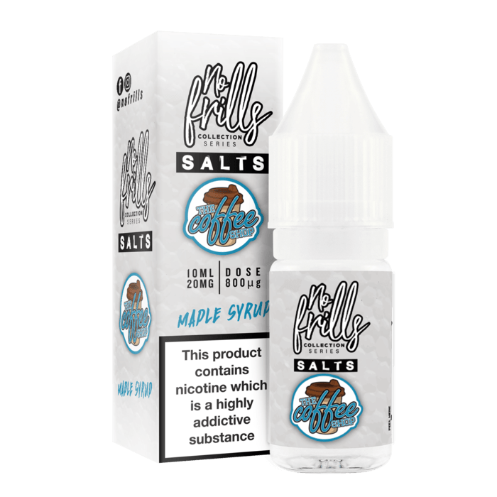 The Coffee Shop Maple Syrup By No Frills Salt 10ml for your vape at Red Hot Vaping
