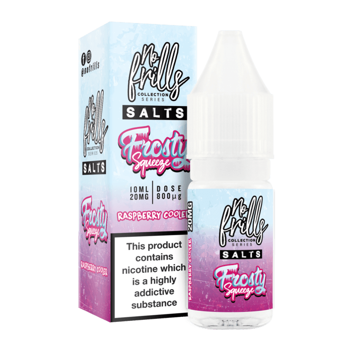 Frosty Squeeze Raspberry Cooler By No Frills Salt 10ml for your vape at Red Hot Vaping